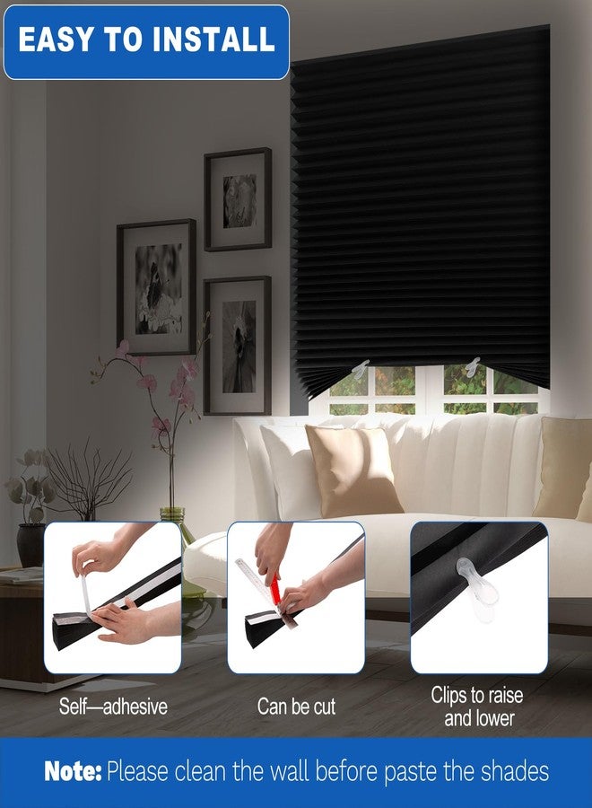 Blinhdome Blackout Paper Window Blinds 36" x 72" - 6 Pack Temporary Cordless Stick On Self-Adhesive No Drill Shades, Darkening Pleated Cover for Bedroom, Kitchen, Patio Door (Black, 100% Paper Material) - Image 5